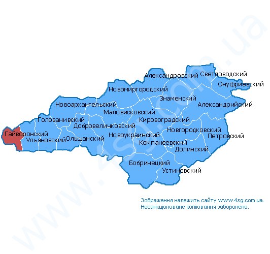 Карта кировоградской области с районами и деревнями