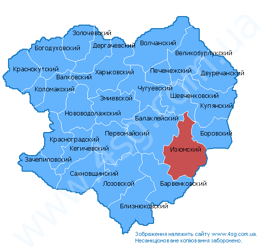 Карта изюмского района