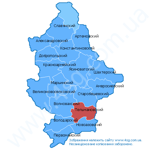 Тельмановский район донецкой области карта