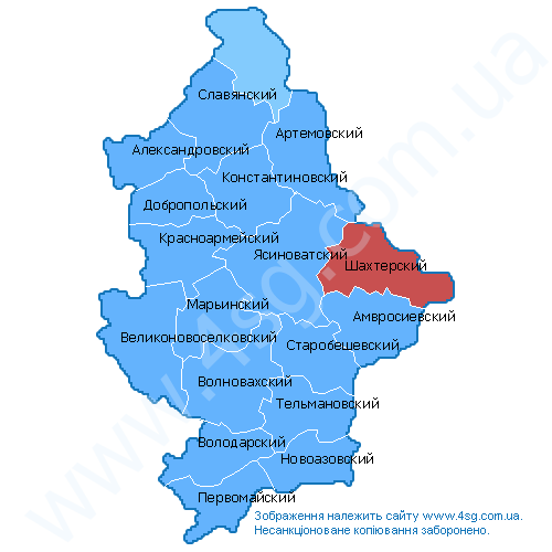 Карта шахтерского района донецкой области подробная